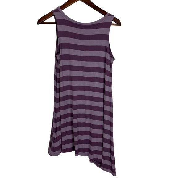 LOGO Lori Goldstein Asymmetrical Purple Striped Tunic Tank Top Women’s Small - Picture 3 of 6